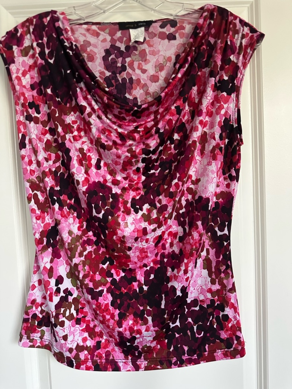 Cowl Neck Blouse in Pink Multi Print